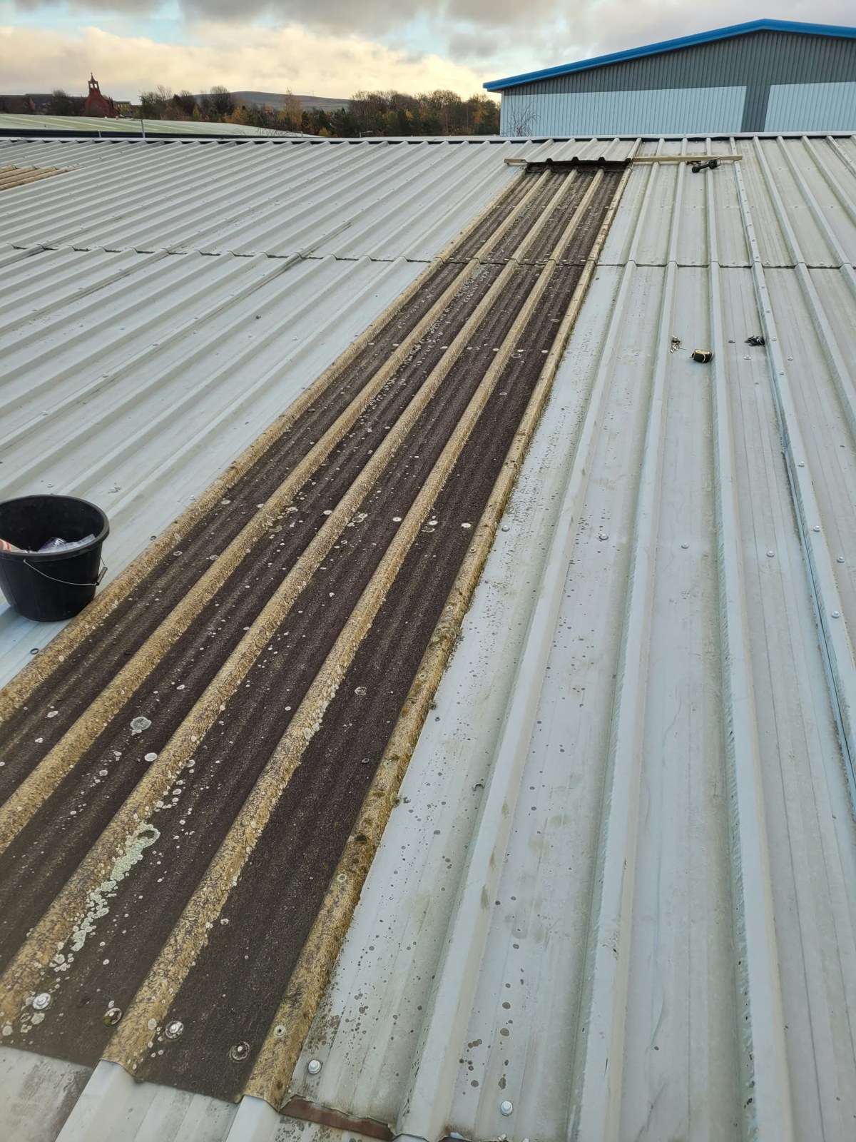 Roof section before repair