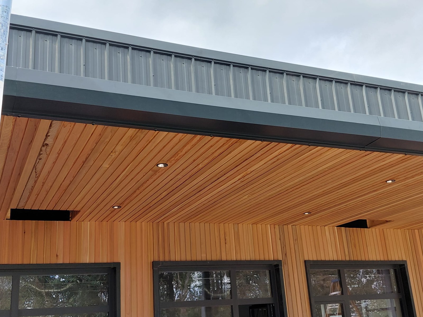 Roof edge and timber soffit detail