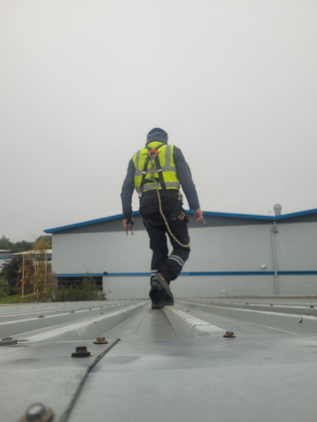 Roofing team at work